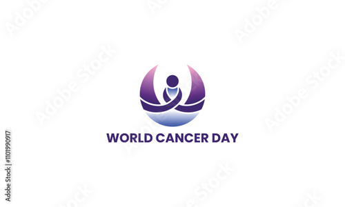 World Cancer Day Heart People Globe Logo Design photo