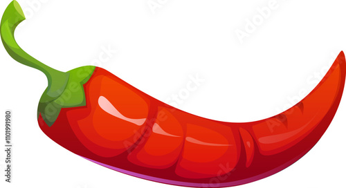 Cartoon red chili pepper, spicy Mexican jalapeno pod plant. Isolated vector whole raw vibrant and bountiful hot chilly, guindilla, paprika natural spice, adding flavor to culinary creations and dishes