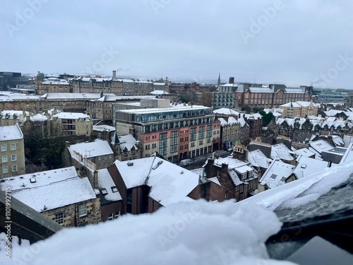winter in the city of Edinburgh, snowy