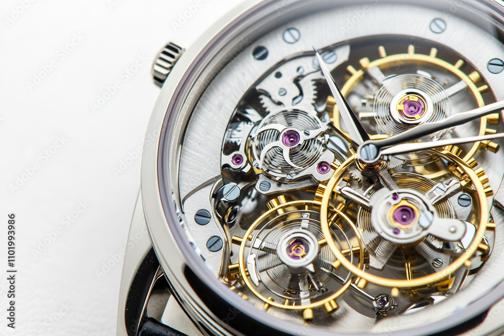 Intricate details of a luxury mechanical watch from close up Intricate details of a luxury mechanical watch from close up