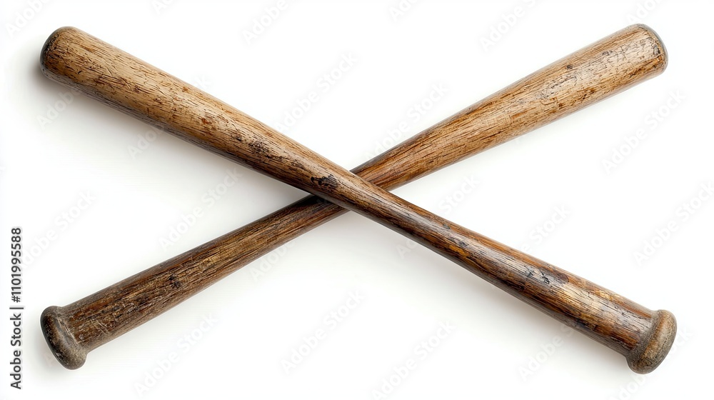 Set of two baseball bats crossed on white background Set of two baseball bats crossed on white background