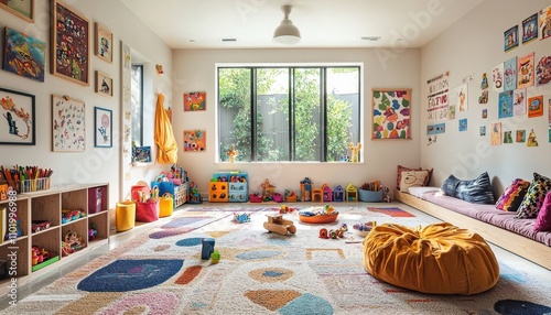 Bright and Colorful Playroom Designed for Creative Learning and Imaginative Play for Children