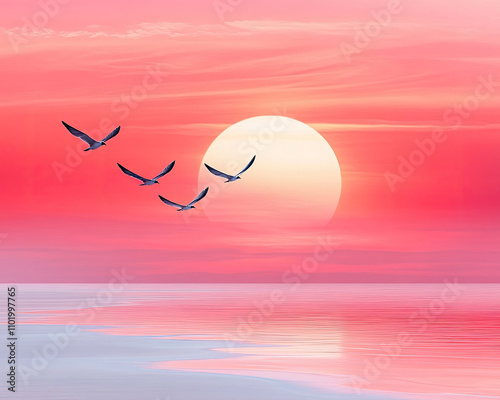 A fiery red and orange tropical sunset with silhouetted palm trees, creating a dramatic and vibrant evening sky