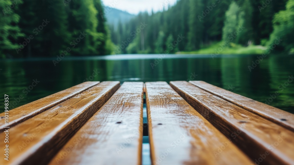 A calming wooden dock extends into a glassy lake, surrounded by a dense, vibrant forest. The scene captures the freshness and peace of a serene morning. A calming wooden dock extends into a glassy lake, surrounded by a dense, vibrant forest. The scene captures the freshness and peace of a serene morning.