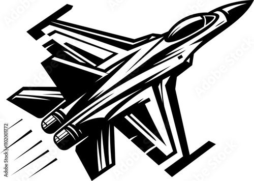 Fighter jet, logo for subcontractor, construction company, icon, tattoo