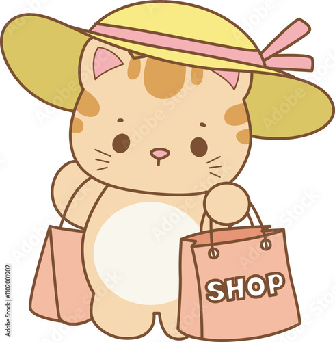 Illustration of cute kitty icon.
Funny cat in daily activities elements.
