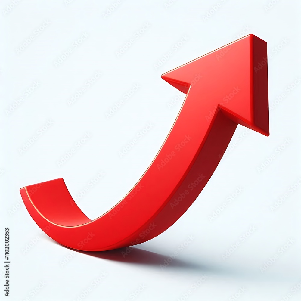 Red Arrow Pointing Upward Isolated on White Background Red Arrow Pointing Upward Isolated on White Background