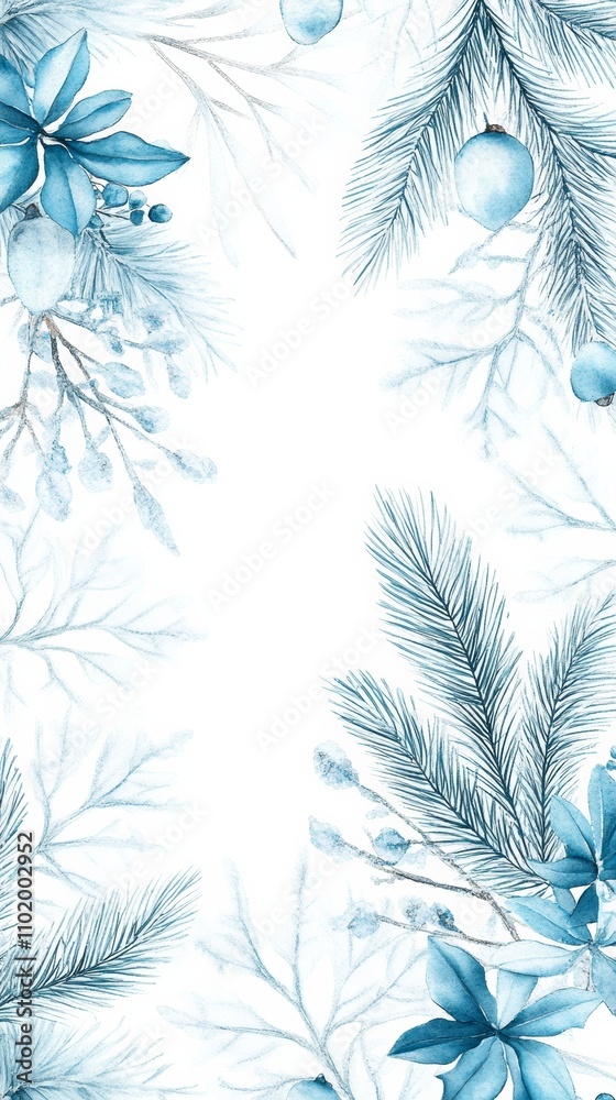 Winter boho pattern of frosty textile patterns, muted winter hues, isolated on white background Winter boho pattern of frosty textile patterns, muted winter hues, isolated on white background