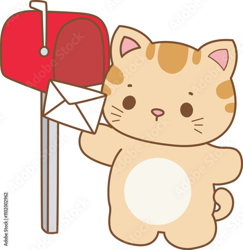 Illustration of cute kitty icon.
Funny cat in daily activities elements.
