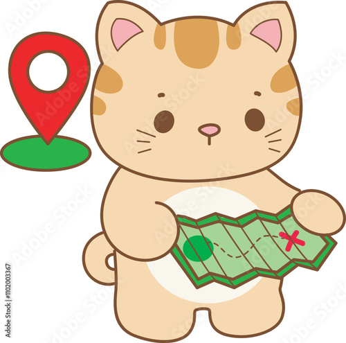 Illustration of cute kitty icon.
Funny cat in daily activities elements.
