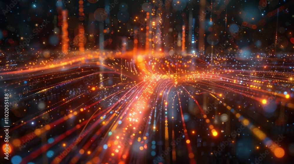 Fototapeta premium Mesmerizing Cosmic Dance of Celestial Lights and Energies in Dynamic Galaxy Backdrop