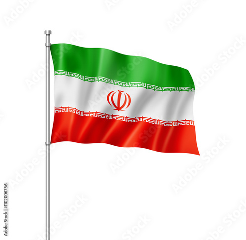 Iranian flag isolated on white photo