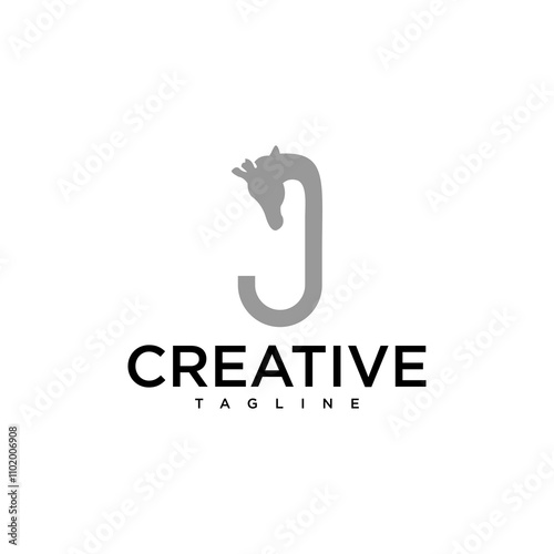 The letter J is combined with the modern giraffe logo animal symbol photo