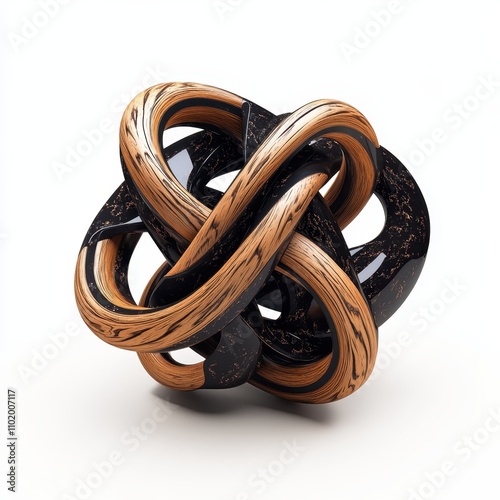 Interwoven black glossy rin...