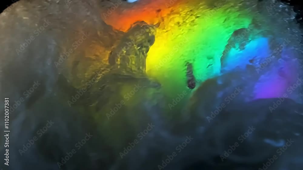 Abstract liquid simulation with rainbow colors flowing on its surface. Film overlay effect, motion elements, video effects Abstract liquid simulation with rainbow colors flowing on its surface. Film overlay effect, motion elements, video effects