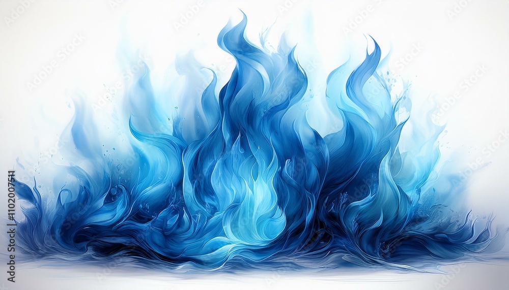 Obraz premium Blue fire isolated white background