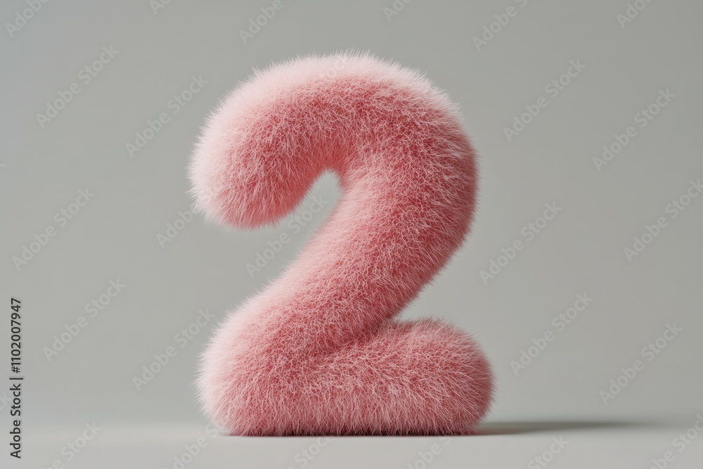 3d hairy fluffy font number 2, furry alphabet, pink number 2, two isolated white background 3d hairy fluffy font number 2, furry alphabet, pink number 2, two isolated white background