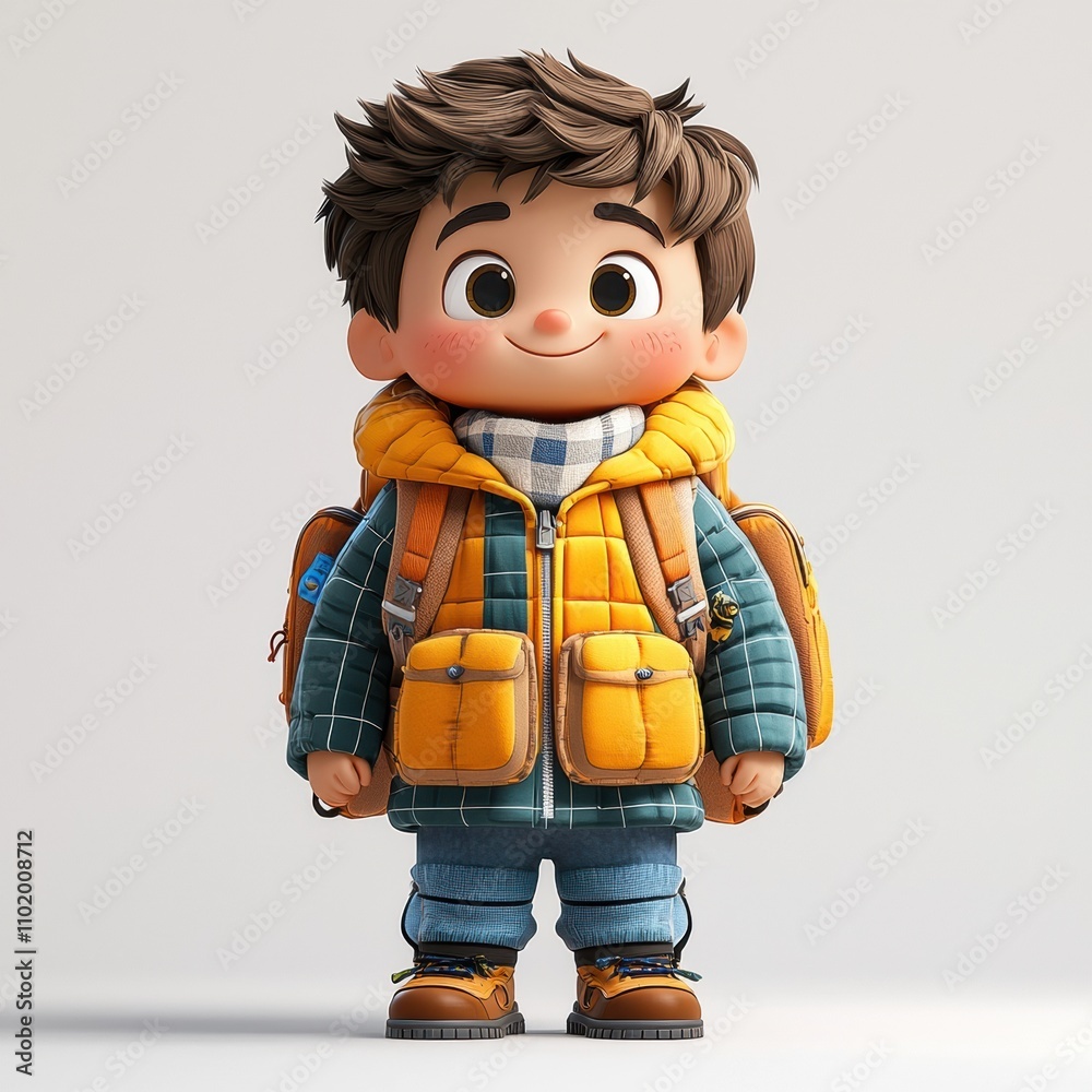 Ready for Adventure: A Cute 3D Rendered Boy Ready for Adventure: A Cute 3D Rendered Boy