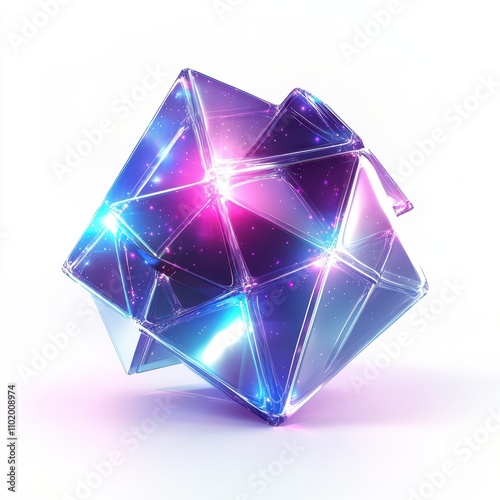 Glowing glass crystal cube ...
