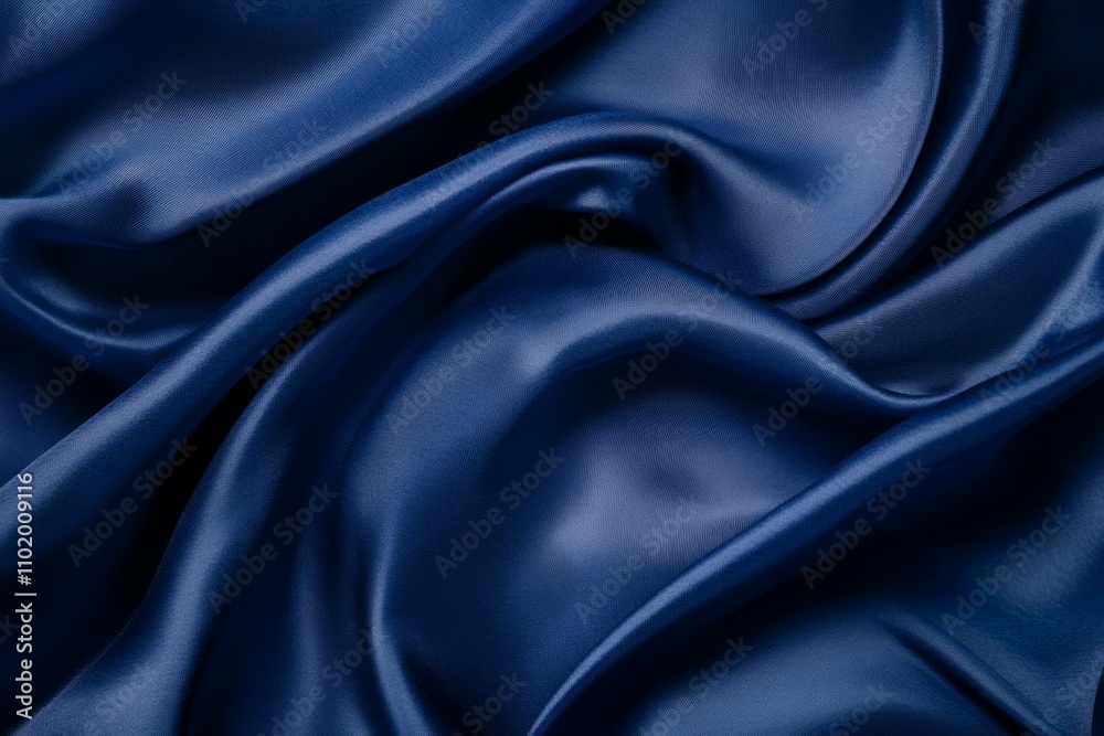 Fototapeta premium Blue abstract silk fabric wavy shiny satin fabric background