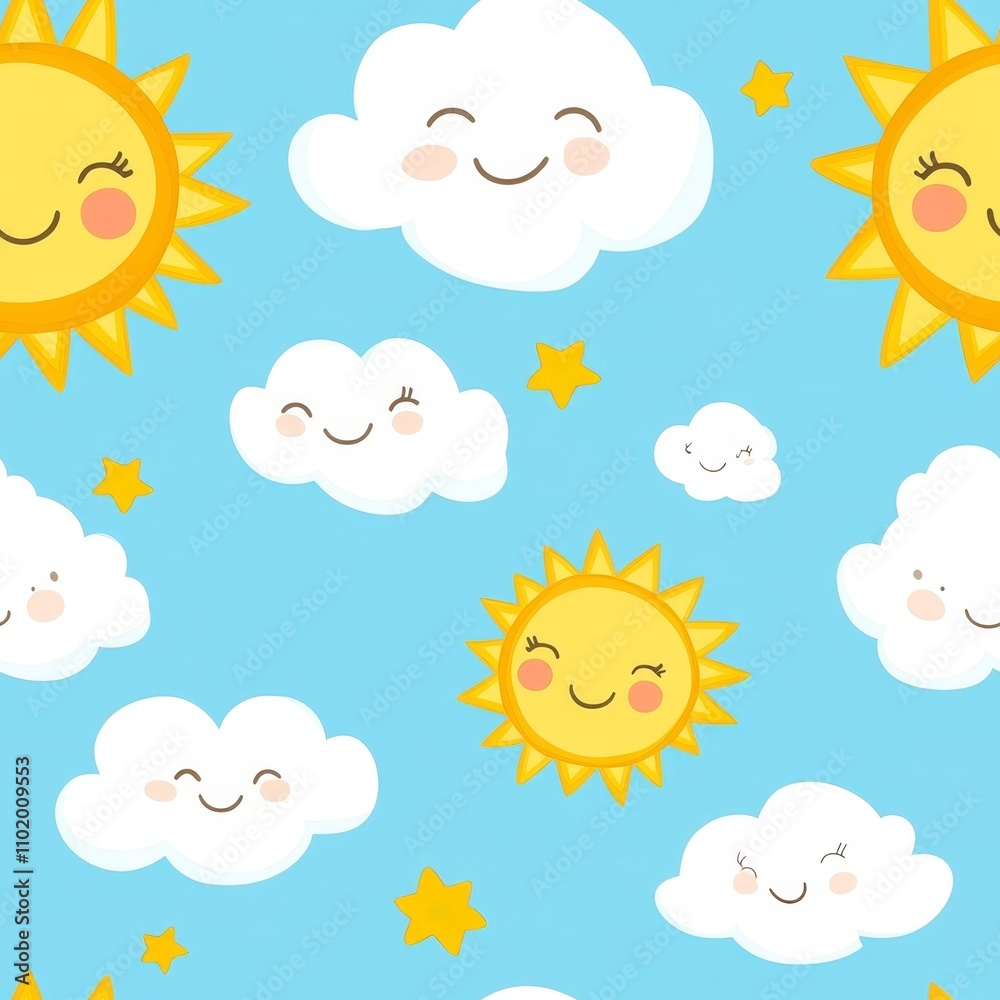 Smiling Sun and Cloud Pattern Smiling Sun and Cloud Pattern