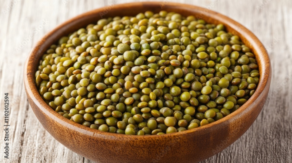 Nutritious Mung Beans in a Rustic Wooden Bowl Nutritious Mung Beans in a Rustic Wooden Bowl