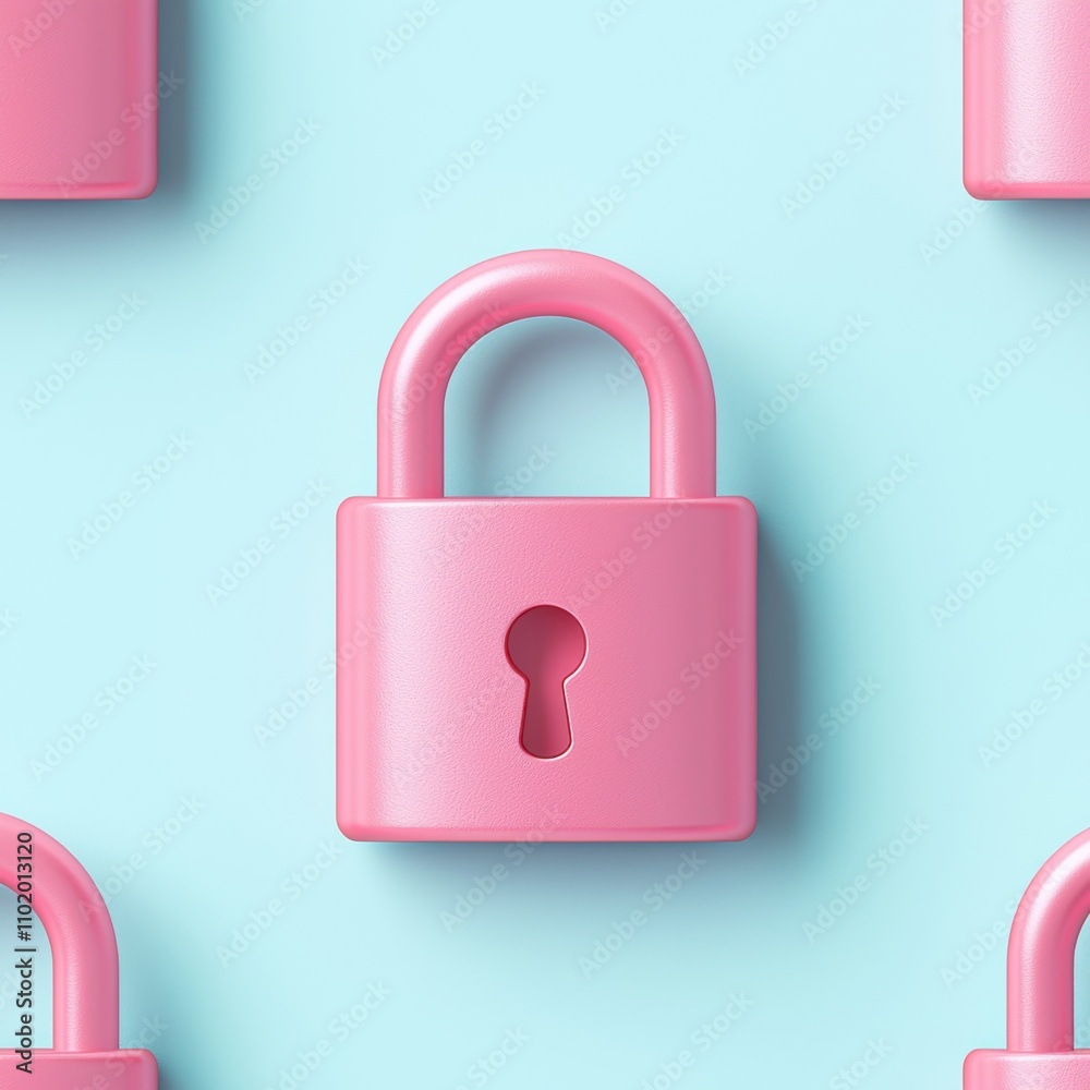 A pink lock with a keyhole A pink lock with a keyhole