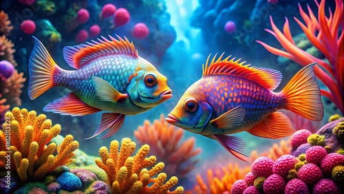 Vibrant Underwater Scene with Colorful Fish