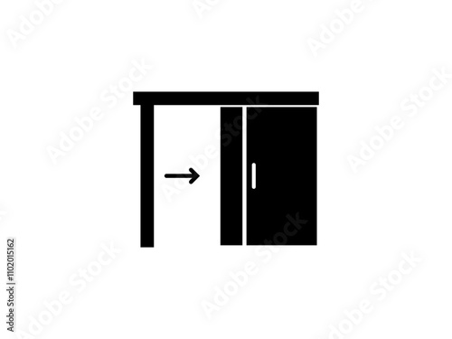 sliding door icon simple flat style pictogram for ui or ux mobile app, design sign logo symbol vector illustration, isolated on white editable