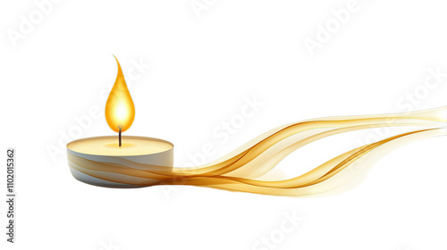 PNG of A glowing candle emits soft light with wisps of smoke gracefully curling away. on transparent background photo