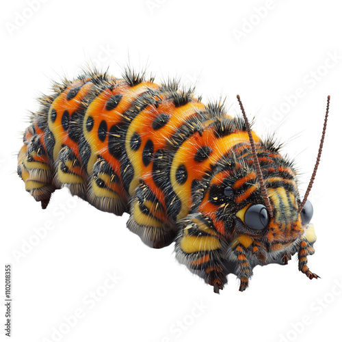 Colorful Caterpillar Isolated Transparent Background photo