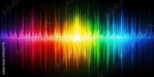 Colorful audio spectrum visualization on a horizontal composition  sound waves  visualization  vibrant  spectrum  music
