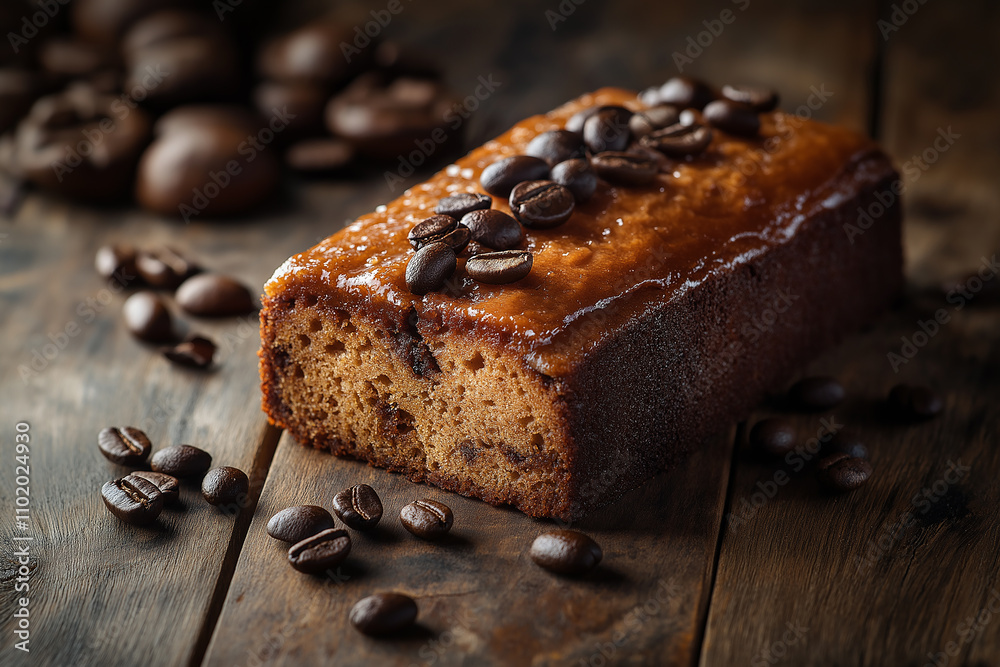 Coffee cake with coffee bean. generative AI Coffee cake with coffee bean. generative AI