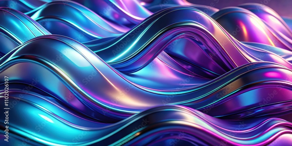 Abstract metallic soft waves with blue violet shiny iridescent liquid shapes, creating a mesmerizing render , abstract, metallic Abstract metallic soft waves with blue violet shiny iridescent liquid shapes, creating a mesmerizing render , abstract, metallic