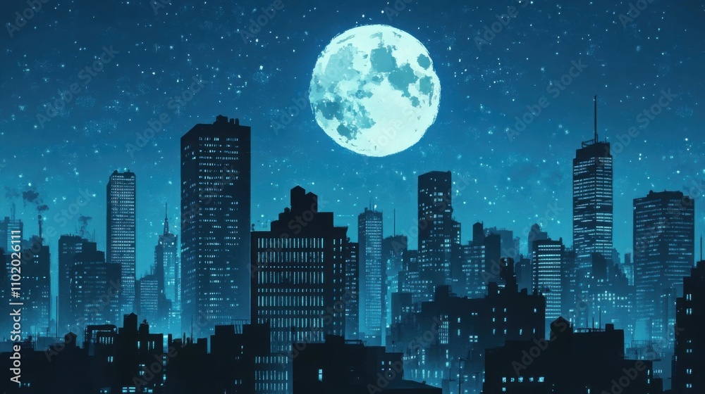 Comic blue background with city silhouette. Comic blue background with city silhouette.