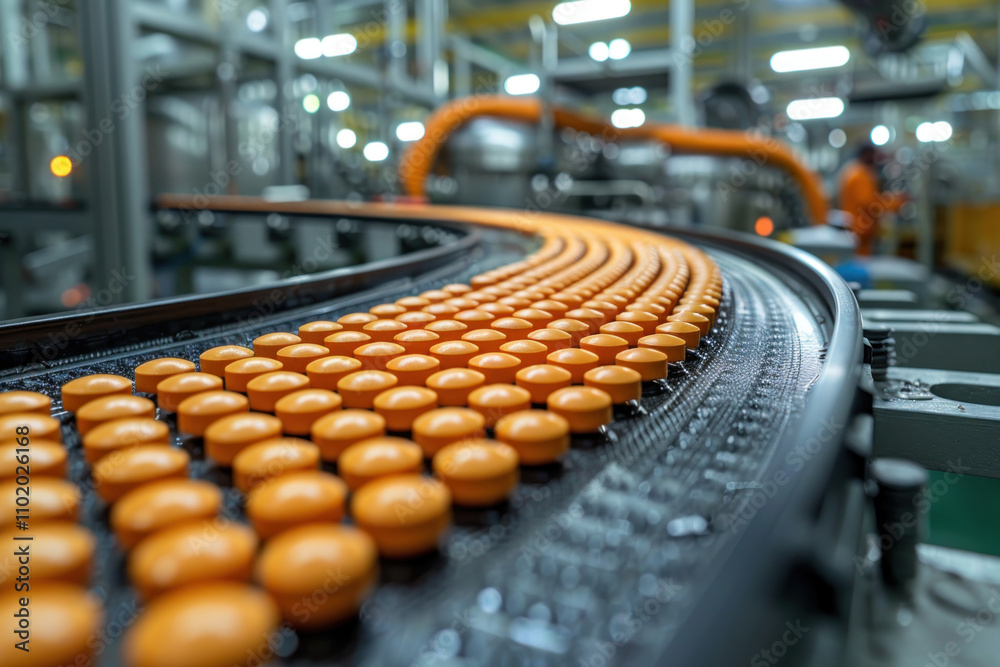 Fototapeta premium production of tablets. pharmaceuticals. pharmaceutical production line.. 