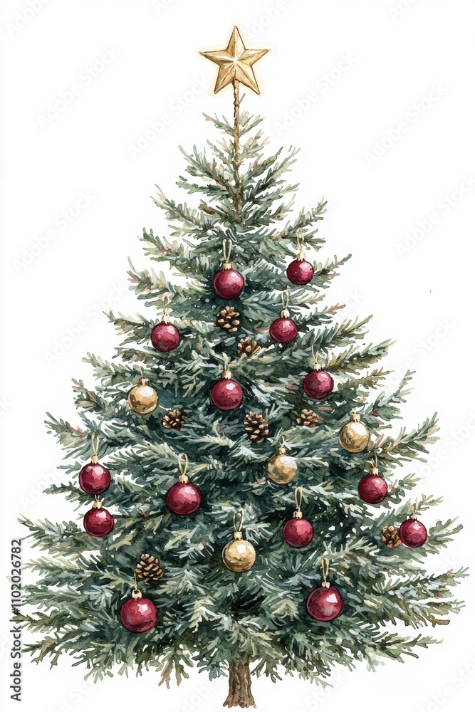 Beautifully Decorated Christmas Tree with Star Topper and Colorful Ornaments in a Festive and Cheerful Holiday Atmosphere for Winter Celebrations Beautifully Decorated Christmas Tree with Star Topper and Colorful Ornaments in a Festive and Cheerful Holiday Atmosphere for Winter Celebrations