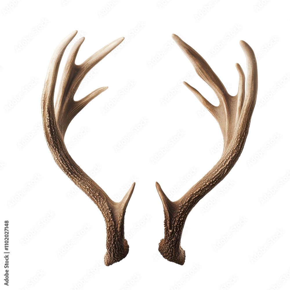 Fototapeta premium Stunning Deer Antlers Isolated on White Background Transparent PNG background.