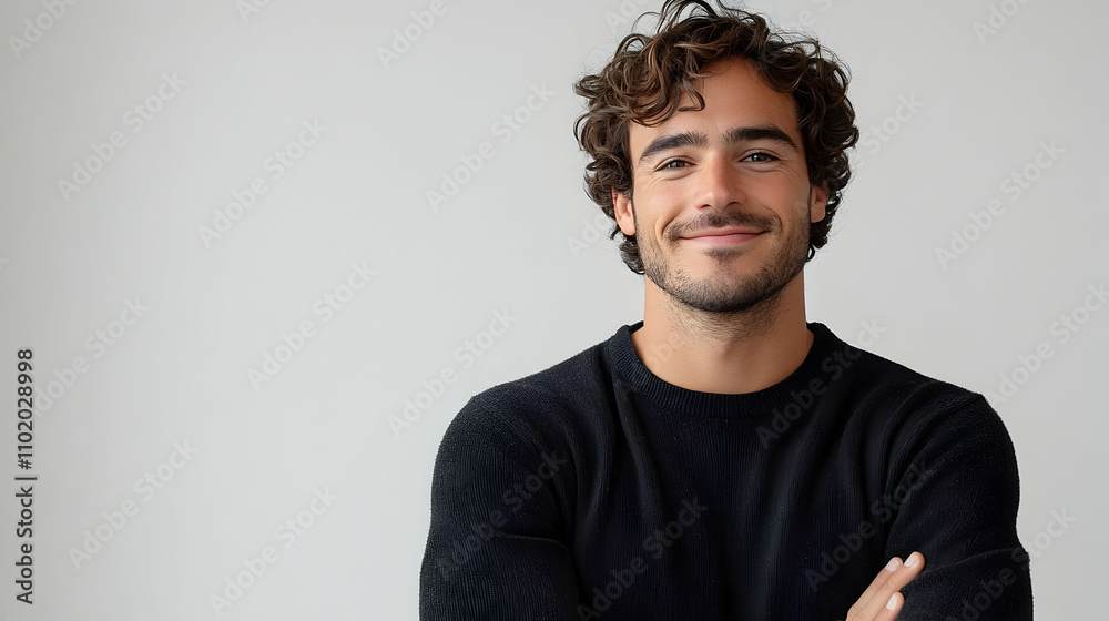 Obraz premium Smiling portrait of a young professional studio setting half body positive vibes career aspirations