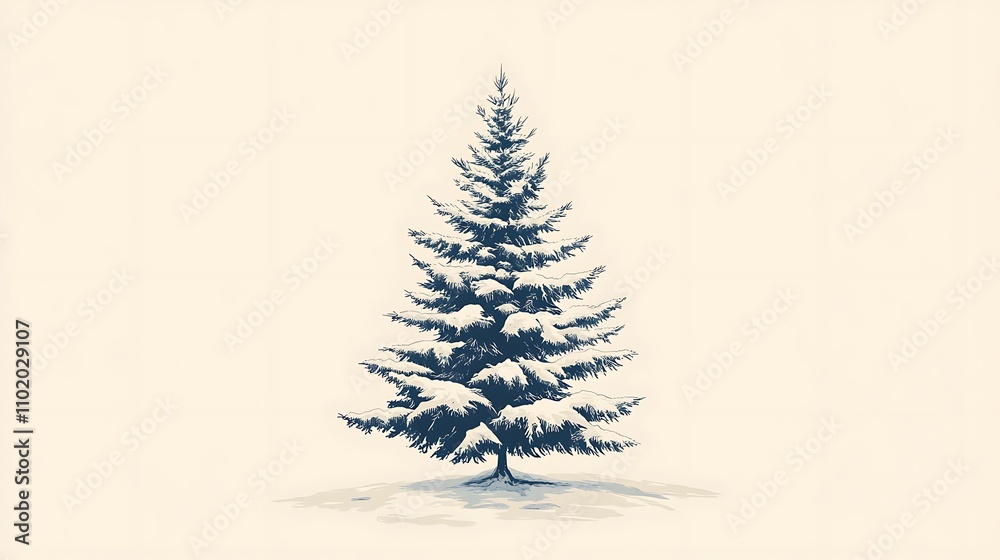 Obraz premium A snow covered evergreen tree stands tall in winter