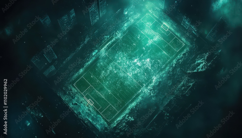 Obraz premium Futuristic Soccer Field: Digital Arena.