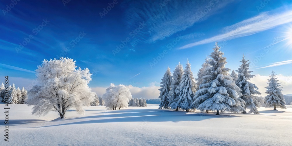 Snow-covered trees in a beautiful winter landscape, snow, trees, winter, panorama, landscape, cold, ice, snowy, frosty, branches