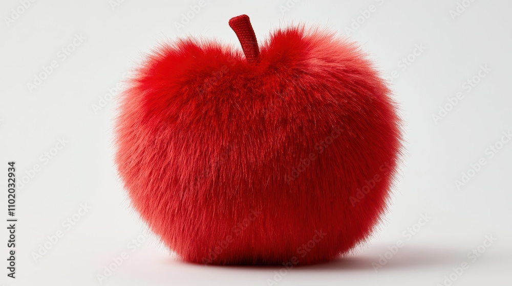 Fluffy Red Apple Sculpture with Textured Surface for Creative Use Fluffy Red Apple Sculpture with Textured Surface for Creative Use