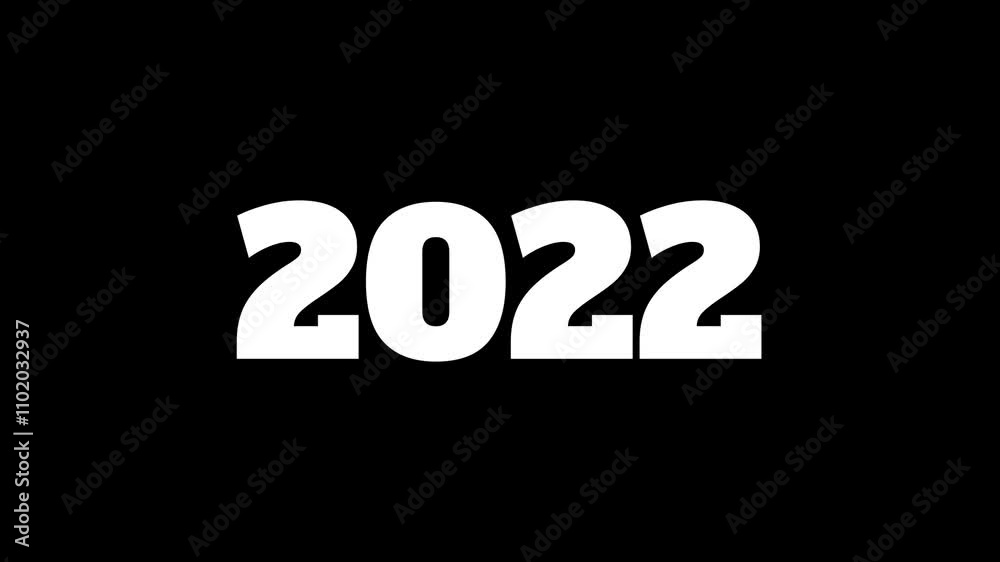 Simple Count up new year from 1990 to 2025 animation black background