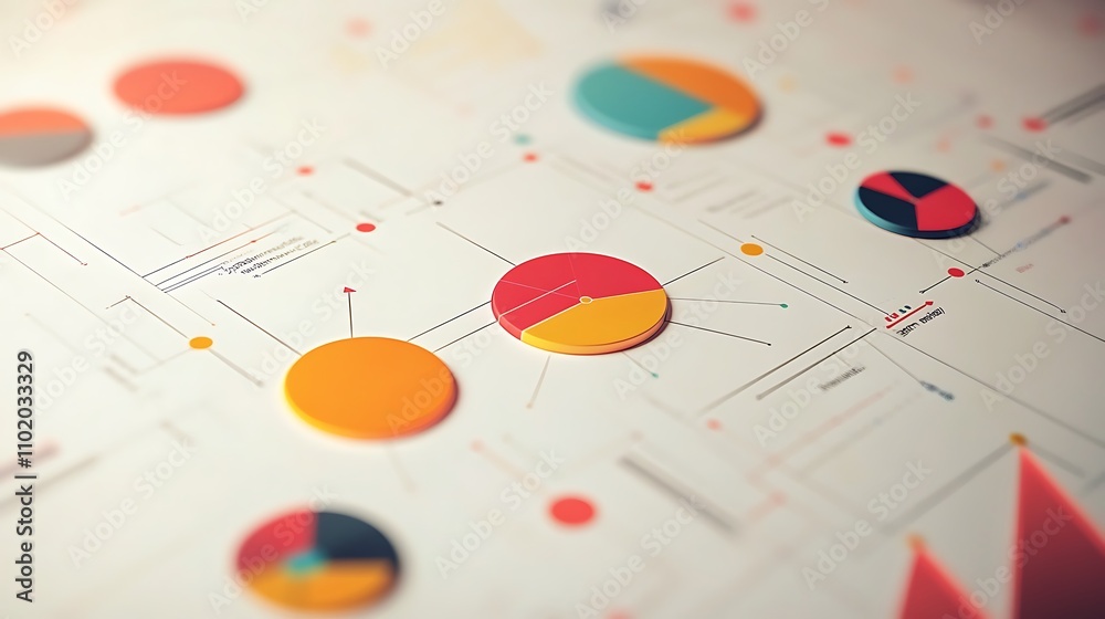 Fototapeta premium Colorful Pie Charts on a White Background