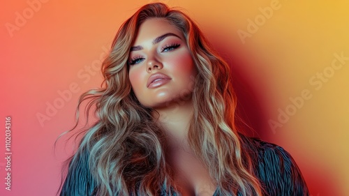 Plus-size Caucasian model w...