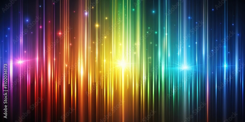 Abstract vertical colorful light beams on dark background with neutral glowing pattern , abstract, composition
