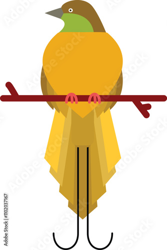 Cartoon illustration of the Bird of Paradise, a typical bird of Papua, Indonesia