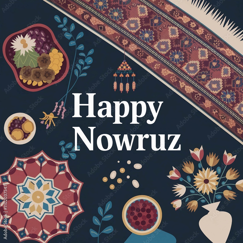 Fototapeta premium Happy Nowruz Celebration Banner with Festive Elements