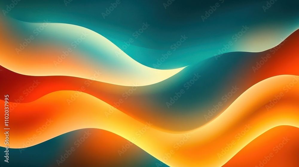 Retro 70s wallpaper with teal and orange geometric shapes on a glowing background